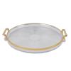 BEIJIALY Round Serving Tray, Round Tray with Gold Handle, Round Serving Platters Multi Functional Golden Rim Serving Tray, Decorative Plastic Serving Tray for Fruit Desserts(Transparent) view 1