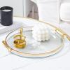 BEIJIALY Round Serving Tray, Round Tray with Gold Handle, Round Serving Platters Multi Functional Golden Rim Serving Tray, Decorative Plastic Serving Tray for Fruit Desserts(Transparent) view 2