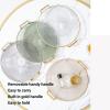 BEIJIALY Round Serving Tray, Round Tray with Gold Handle, Round Serving Platters Multi Functional Golden Rim Serving Tray, Decorative Plastic Serving Tray for Fruit Desserts(Transparent) view 4