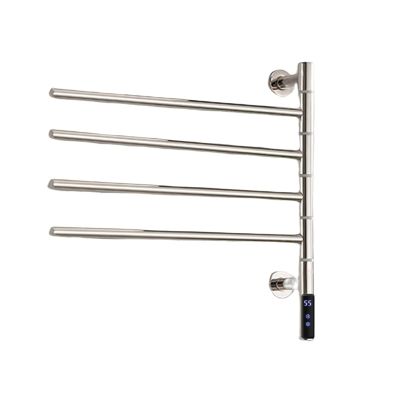 JUVELIO Heated Towel Rail, Digital Display Towel Warmer Swivel Radiator Towel Rail 80W Electric Towel Rail Timer Wall Mounted Electric Towel Radiator 4 Bar Bathroom Radiators 55 * 50 * 12Cm