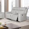 AC Pacific Amelia Upholstered Recliner Loveseat with Storage Console and Cup Holders, Living Room Furniture with Stylish, Comfortable, and Versatile Design for Modern Homes, White view 3