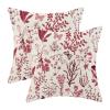 Christmas Pillow Covers 18x18 Inch Set of 2,Burgundy Red Wild Flower Plant Throw Pillows Case,Seasonal Floral Outdoor Decorative Square Linen Farmhouse Decor Cushion Covers for Home Sofa bed Couch view 1