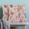 Christmas Pillow Covers 18x18 Inch Set of 2,Burgundy Red Wild Flower Plant Throw Pillows Case,Seasonal Floral Outdoor Decorative Square Linen Farmhouse Decor Cushion Covers for Home Sofa bed Couch view 2