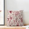Christmas Pillow Covers 18x18 Inch Set of 2,Burgundy Red Wild Flower Plant Throw Pillows Case,Seasonal Floral Outdoor Decorative Square Linen Farmhouse Decor Cushion Covers for Home Sofa bed Couch view 3