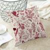 Christmas Pillow Covers 18x18 Inch Set of 2,Burgundy Red Wild Flower Plant Throw Pillows Case,Seasonal Floral Outdoor Decorative Square Linen Farmhouse Decor Cushion Covers for Home Sofa bed Couch view 4