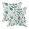 AEIOAE Summer Pillow Covers 20x20 Inch Set of 2,Teal Green Wild Flower Plant Throw Pillows Case,Seasonal Floral Outdoor Decorative Square Linen Farmhouse Decor Cushion Covers for Home Sofa Bed Couch view 1
