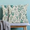 AEIOAE Summer Pillow Covers 20x20 Inch Set of 2,Teal Green Wild Flower Plant Throw Pillows Case,Seasonal Floral Outdoor Decorative Square Linen Farmhouse Decor Cushion Covers for Home Sofa Bed Couch view 2