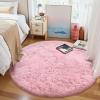 OLANLY Pink Round Rugs for Bedroom - Machine Washable, 5 ft Circle Area Rugs for Living Room, Soft and Fluffy Shaggy Carpet for Teen Girls and Boys, Nursery Rooms, Dorms, Home Decor Aesthetic view 2