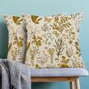 AEIOAE Summer Pillow Covers 20x20 Inch Set of 2,Mustard Yellow Wild Flower Plant Throw Pillows Case,Seasonal Floral Outdoor Decorative Square Linen Farmhouse Decor Cushion Covers for Home Couch view 2