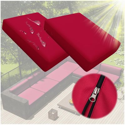NNSMUN Outdoor Chair Cushions Cover Set of 2/4/6, Thick 10cm, Patio Chair Cushions Cover for Outdoor Furniture Waterproof with Zipper, No Cushion Included (Red,33x65cm(2PCS))