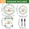 Naozinebi 200PCS Sage Green Bear Baby Shower Decoration Teddy Plates Napkins We Can Bearly Wait Paper Plates Greenery Bear Party Tableware Set for Gender Reveal Neutral Party Decor Supplies Serves 50 view 2
