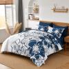 Anibedding Navy Floral Comforter Set Queen Size 7 Piece, Blue Flower Bed in a Bag, Elegant Botanical Floral Comforter Soft Microfiber Complete Bedding Set for All Season, (Navy Blue, 90"x90") view 2