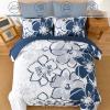 Anibedding Navy Floral Comforter Set Queen Size 7 Piece, Blue Flower Bed in a Bag, Elegant Botanical Floral Comforter Soft Microfiber Complete Bedding Set for All Season, (Navy Blue, 90"x90") view 3