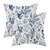 AEIOAE Summer Pillow Covers 20x20 Inch Set of 2,Navy Blue Wild Flower Plant Throw Pillows Case,Seasonal Floral Outdoor Decorative Square Linen Farmhouse Decor Cushion Covers for Home Couch Sofa Bed view 1