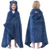 Hiturbo Kids Hooded Bath Towel: Soft Fleece Towel Blanket Cartoon Animal - Pool Beach Towels Wrap 50"x30" for Boys Girls 3-12 Yrs (Navy Bear) view 1