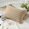 decorUhome Cozy Faux Fur Throw Pillow Covers 12x20 Set of 2 Decorative Soft Plush Striped Lumbar Modern Farmhouse Boho Couch Pillow Cases with Velvet Back for Sofa Bed Living Room, Khaki Brown view 2