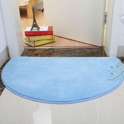 Reyox Plush Half Circle Area Rugs, Soft Fluffy Carpet, Non Slip Runner Rug for Entryway Living Room Bedroom Kitchen Bathroom Light Blue 1.6 x 3.3 Feet