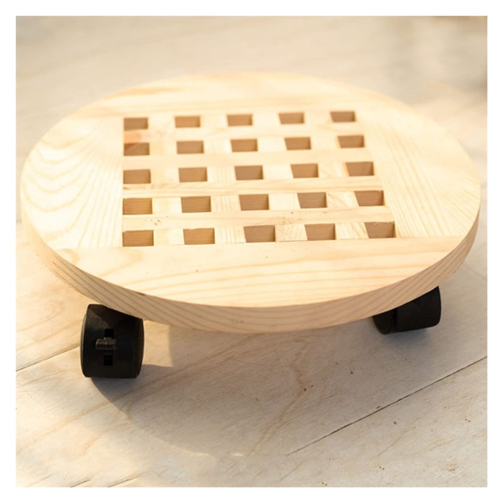 AIDNZYGDH Wooden Vase Base Wooden Vase Base Flower Pot Tray Universal Wheel Movable Round Flower Pot Stand Flower Pot Base with Roller Thickening Wooden Vase Stand (Color : C)
