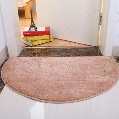 Reyox Plush Half Circle Area Rugs, Soft Fluffy Carpet, Non Slip Runner Rug for Entryway Living Room Bedroom Kitchen Bathroom Khaki 1.5 x 2.5 Feet