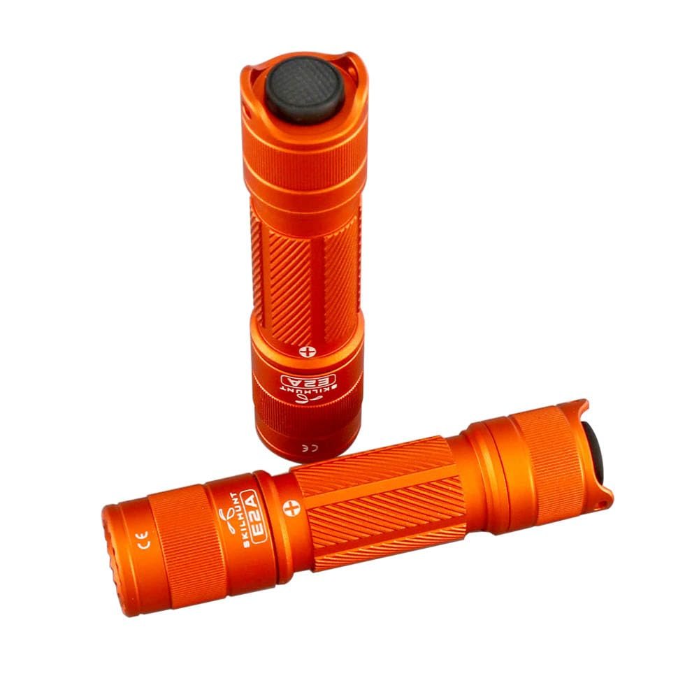 SKILHUNT E2A Mini EDC Pocket Keychain Flashlight, Super Bright, Waterproof Torch for Camping, Hiking, Emergency (Orange, Cool White BL-110C)