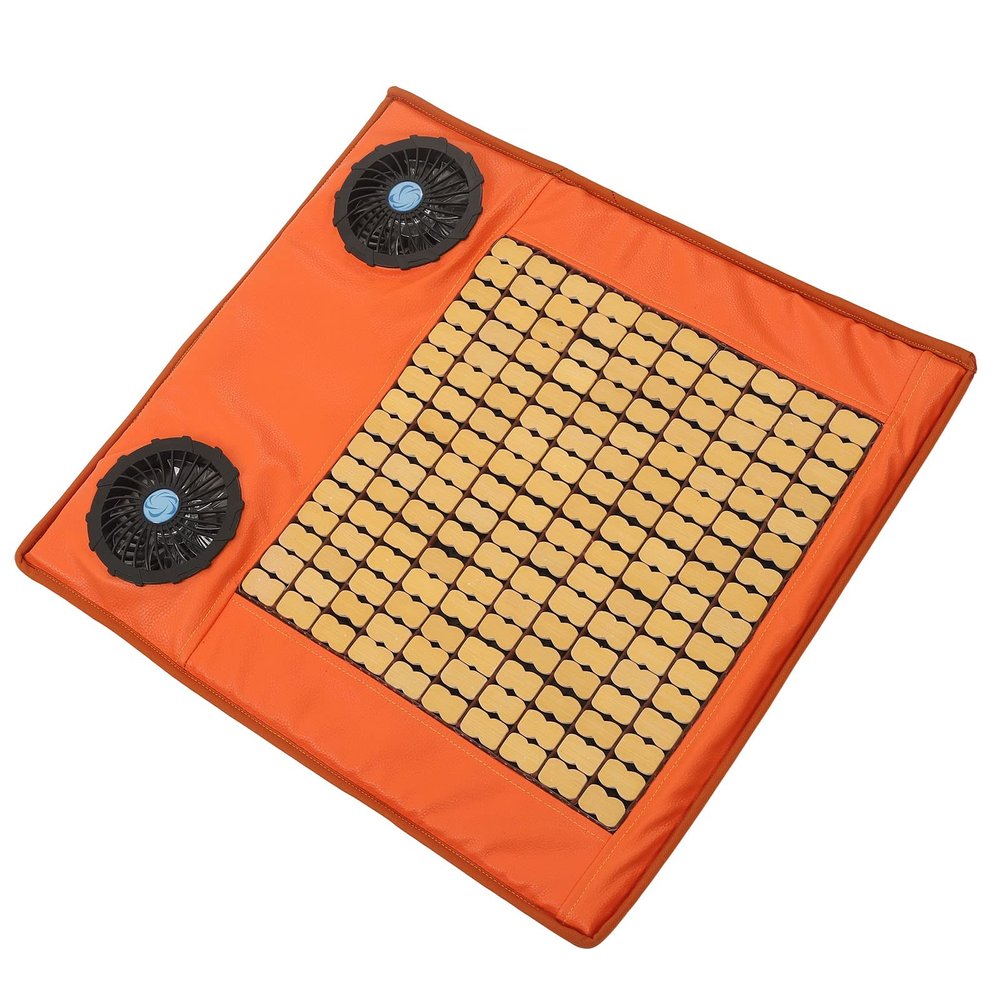 Adjustable Bamboo & PU Leather Fan Seating Cushion with Wind Power Adjustment, Perfect for Office, Driving, and Study