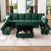 Belffin Large Storage Ottoman Module for Modular Sectional Sofa Green view 2