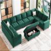 Belffin Large Storage Ottoman Module for Modular Sectional Sofa Green view 4