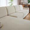 QIANMEW Couch Cushion Covers, Comfort Soft Magic Sofa Covers Washable Stretch Resistant Slipcovers for Sectional and L Shaped Seats Furniture Protectors for Pets (2 Seaters+1 Chaise, Ivory) view 1