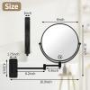 BTremary 8 Wall Mounted Magnifying Makeup Mirror 1X/7X Wall Mount Mirror Swing Arm Two-Sided 360 Swivel Bathroom Shaving Mirror for Men and Women in Hotel/Home, Black view 4