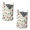 Ambesonne Mushroom Laundry Bag Pack of 2, Watercolor Pattern Green Leaves Forest Elements Botanical Woodland Theme, Hamper Basket with Handles Drawstring Closure, 13" x 19", Green Ruby view 1