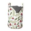 Ambesonne Mushroom Laundry Bag Pack of 2, Watercolor Pattern Green Leaves Forest Elements Botanical Woodland Theme, Hamper Basket with Handles Drawstring Closure, 13" x 19", Green Ruby view 2