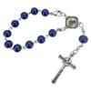 Saint Christopher Rosary for Car Rearview Mirror Glass Pearl Beads Catholic One Decade Auto Rosary for Women Men Religious Gift (Blue Car Rosary) view 2