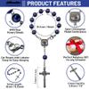 Saint Christopher Rosary for Car Rearview Mirror Glass Pearl Beads Catholic One Decade Auto Rosary for Women Men Religious Gift (Blue Car Rosary) view 3