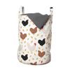 Ambesonne Hen and Chicks Laundry Bag Pack of 2, Farm Themed Continuous Pattern with Cartoon Domestic Birds and, Hamper Basket with Handles Drawstring Closure, 13" x 19", Black Brown view 2
