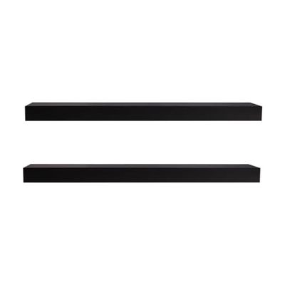 MELANNCO Black Pole Mount Chunky Shelves, Hardware and Instructions Included, Set of 2 23.6x5.7x1.5 Inch