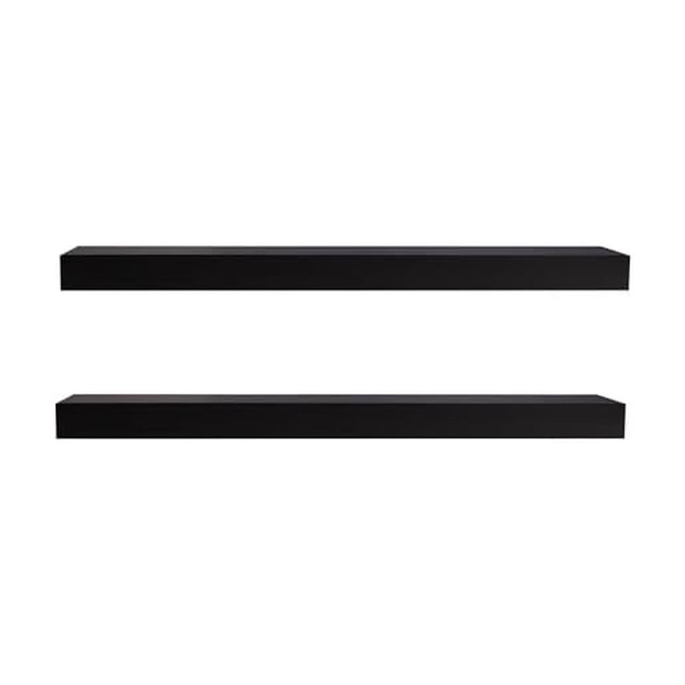 MELANNCO Black Pole Mount Chunky Shelves, Hardware and Instructions Included, Set of 2 23.6x5.7x1.5 Inch
