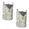 Ambesonne Floral Laundry Bag Pack of 2, Vintage Garden Plants Herbs Flowers Botanical Classic Design Art, Hamper Basket with Handles Drawstring Closure, 13" x 19", Reseda Green Beige view 1