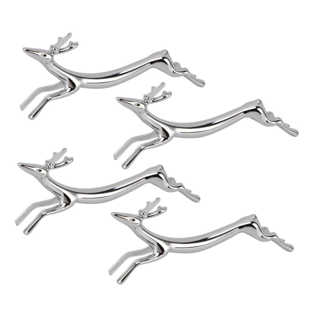 SIXRUN 4PCS Cutlery Rest Silver Chopstick Stand Electroplated Polished Zinc Alloy Animal Shape Versatile Holder Rack for Fork Spoon Chopstick Holder Rack (Deer)