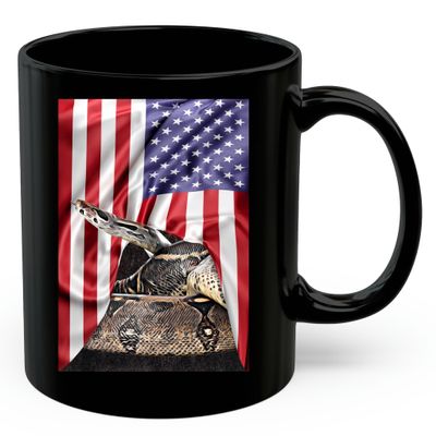 American Themed Design With Black Boa Constrictor Coffee Mug Black Ceramic 11oz Wild Animal Lover Gifts