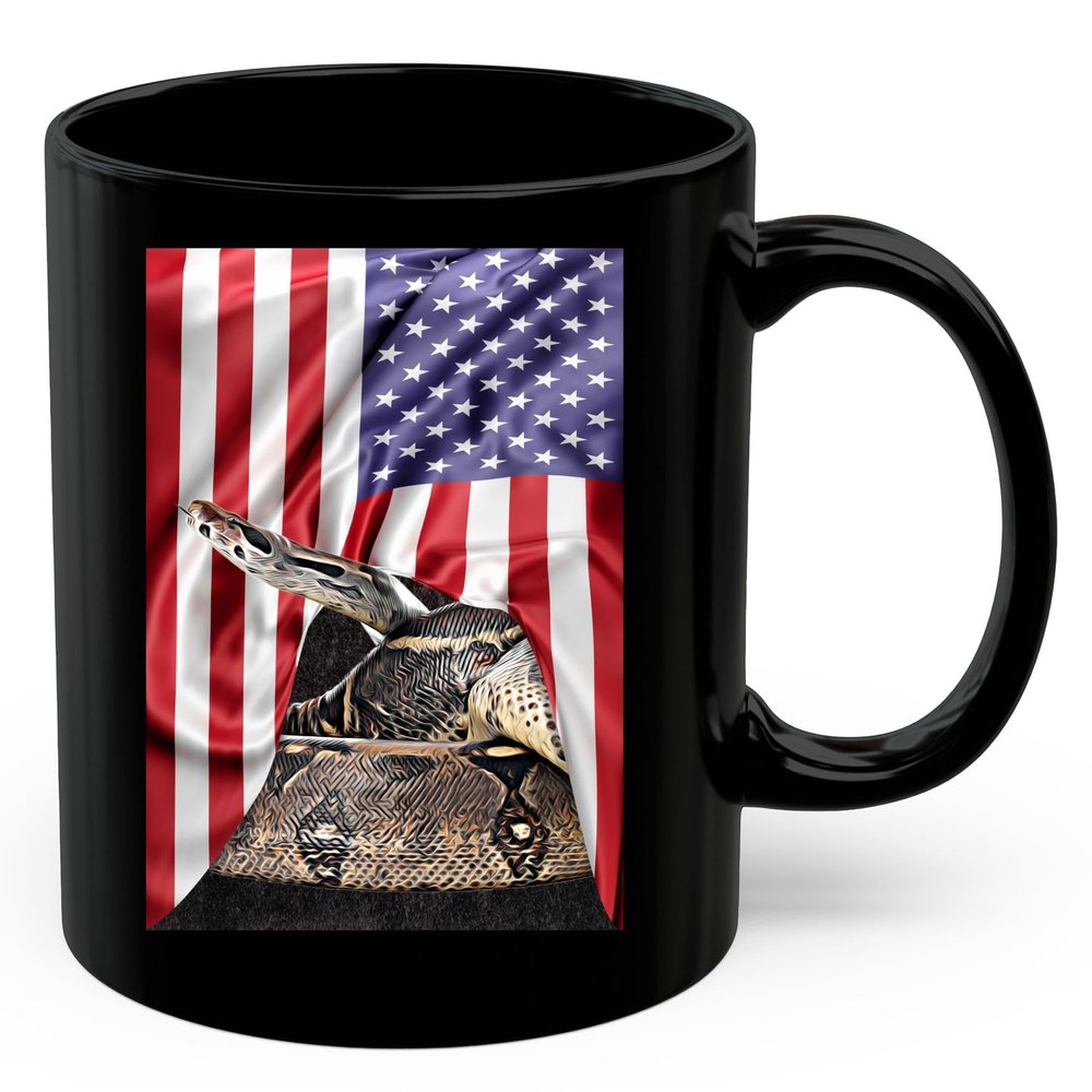 American Themed Design With Black Boa Constrictor Coffee Mug Black Ceramic 11oz Wild Animal Lover Gifts