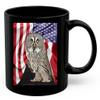 American Themed Design With Great Grey Owl Coffee Mug Black Ceramic 11oz Wild Animal Lover Gifts view 1