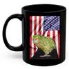 American Themed Design With Owl Parrot Kakapo Bird Coffee Mug Black Ceramic 11oz Wild Animal Lover Gifts view 2