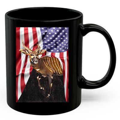American Themed Design With Bongo Antelope Coffee Mug Black Ceramic 11oz Wild Animal Lover Gifts