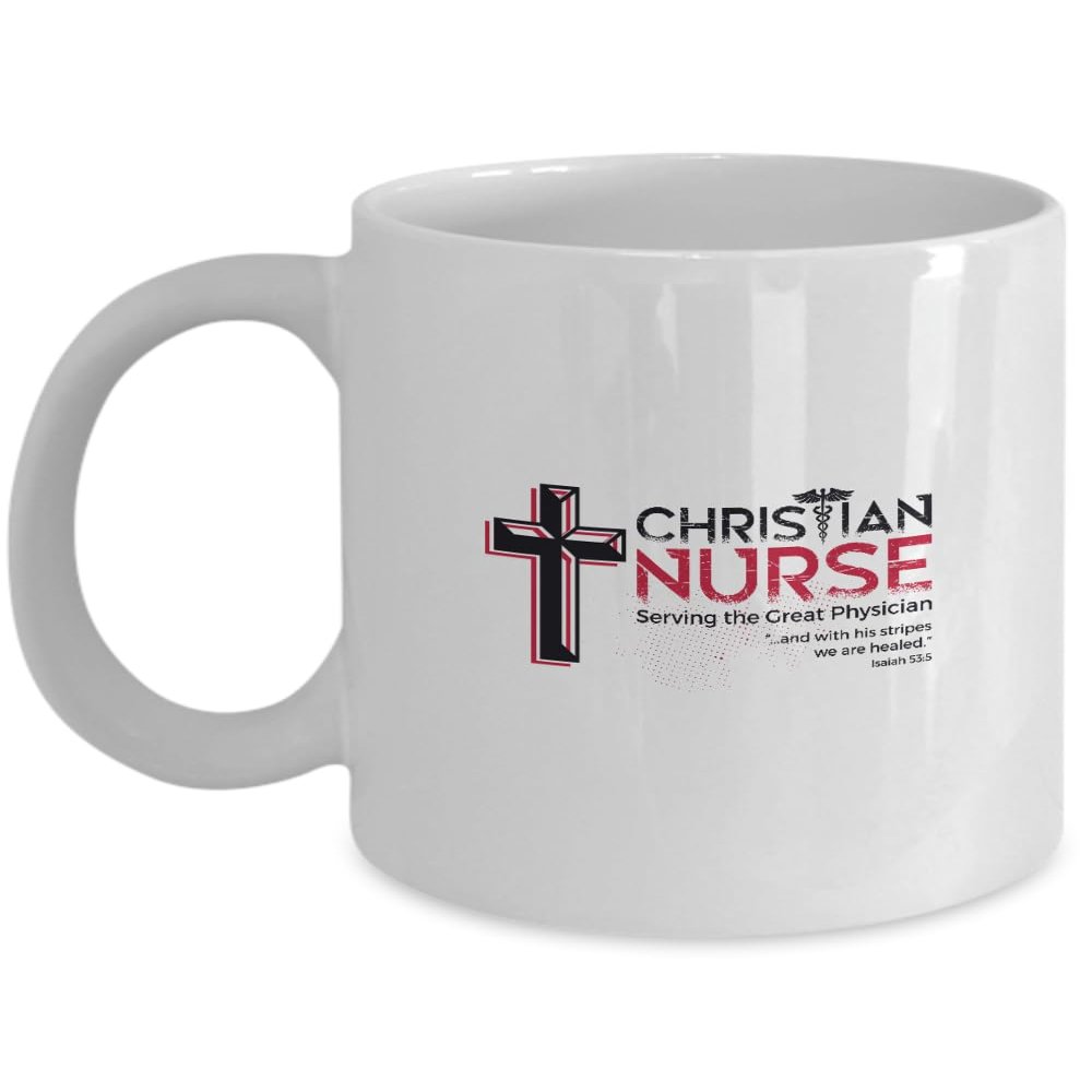 AMISK CREATIVES Christian Nurse Mug Serving Physian Isaiah 53 5 Fathers Mothers Day Birthday UnigueGifts