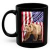 American Themed Design With Brown Bear Coffee Mug Black Ceramic 11oz Wild Animal Lover Gifts view 2