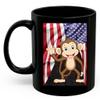 American Themed Design With Waving Monkey Coffee Mug Black Ceramic 11oz Wild Animal Lover Gifts view 2