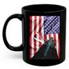 American Themed Design With Blue Dragonfly Coffee Mug Black Ceramic 11oz Wild Animal Lover Gifts view 2