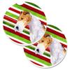212 Main Fox Terrier Candy Cane Holiday Christmas Set of 2 Cup Holder Car Coaster view 1