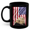 American Themed Design With Russian Tortoise Coffee Mug Black Ceramic 11oz Wild Animal Lover Gifts view 2
