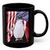 American Themed Design With Little Penguin Coffee Mug Black Ceramic 11oz Wild Animal Lover Gifts view 1